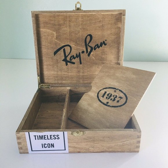 Ray Ban Sunglasses Havana Wooden Storage Case Box - Picture 1 of 11